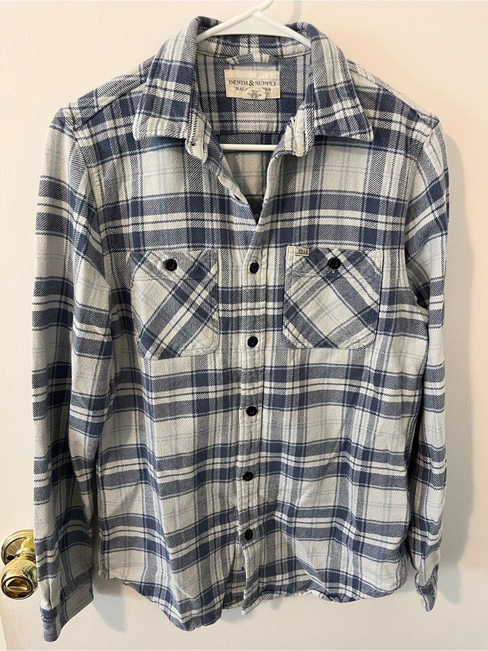 Denim & Supply Ralph Lauren Men’s Shirt Jacket Light Blue Plaid Medium